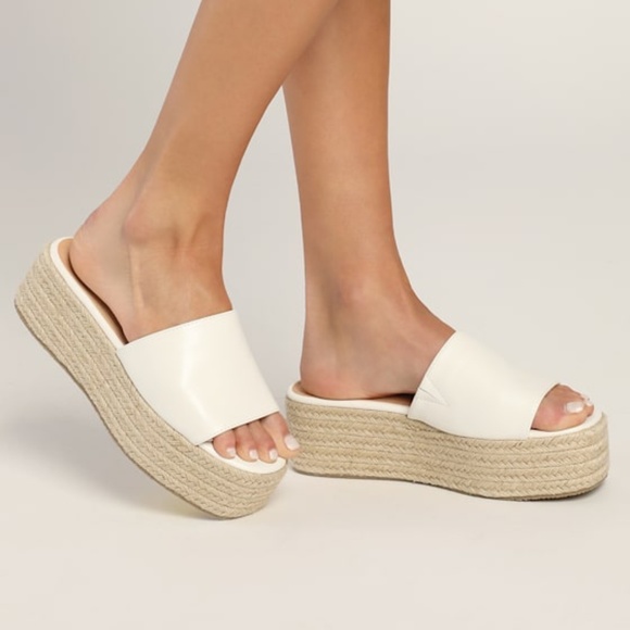 Lulus O\'ahu 2 White Espadrille Platforms - Size 7